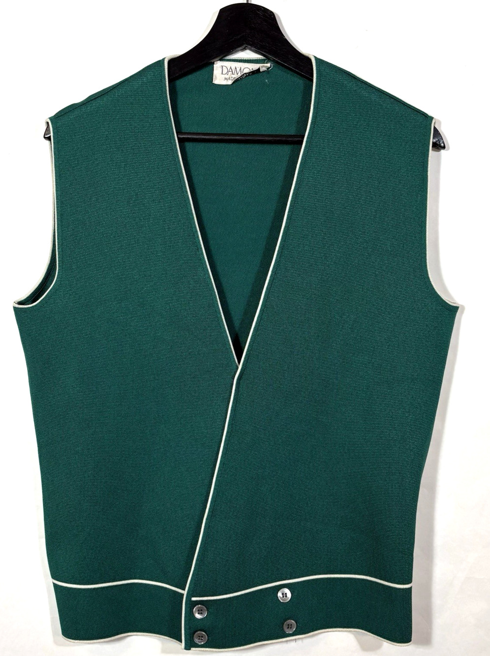 Vintage Damon Sweater Vest Preppy Grunge Mod Italian Made Medium Shell Buttons